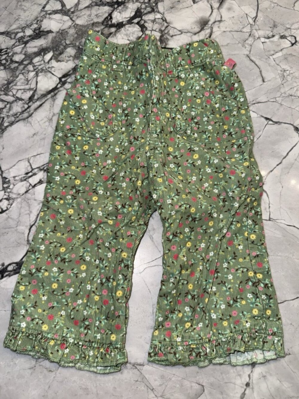 VTG 90s OshKosh B'gosh Multi Corduroy Pants Floral Green 12M Baby Girl
